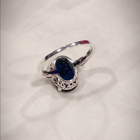 3ct Created Sapphire & 925 Sterling Ring - Picture 4 of 6
